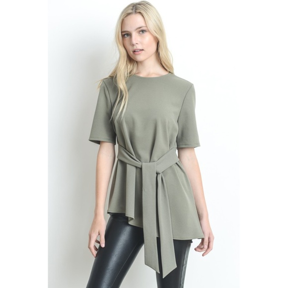 Tops - sage green belted top